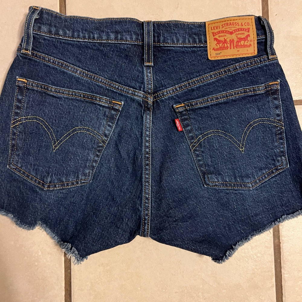 Levi's Blue High-Waisted Cut-Off Shorts